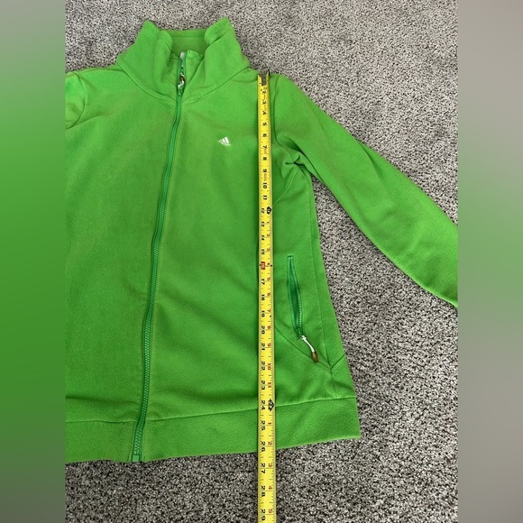 ADIDAS Size XL Bright Green Cozy Fleece Zip Up Jacket - Picture 8 of 9